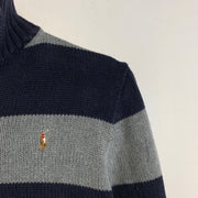 Vintage Navy and Grey Polo Ralph Lauren Knitwear Sweater Women's Meidum