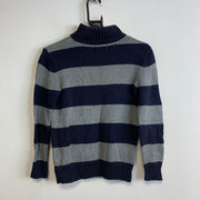 Vintage Navy and Grey Polo Ralph Lauren Knitwear Sweater Women's Meidum