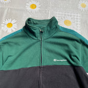 Black and Green Champion Track Jacket Women's Large