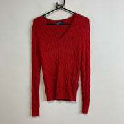 Red Polo Ralph Lauren Cable Knit Sweater Women's Medium