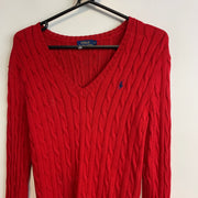 Red Polo Ralph Lauren Cable Knit Sweater Women's Medium