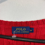 Red Polo Ralph Lauren Cable Knit Sweater Women's Medium