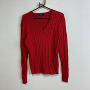 Red Polo Ralph Lauren Cable Knit Sweater Women's Large