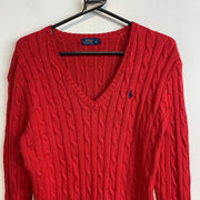 Red Polo Ralph Lauren Cable Knit Sweater Women's Large