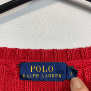 Red Polo Ralph Lauren Cable Knit Sweater Women's Large