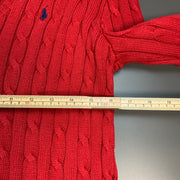 Red Polo Ralph Lauren Cable Knit Sweater Women's Large