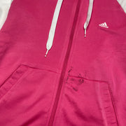 White and Pink Adidas Track Jacket Women's Medium