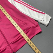 White and Pink Adidas Track Jacket Women's Medium