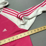 White and Pink Adidas Track Jacket Women's Medium