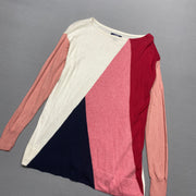 White Pink Navy Chaps Jumper Women's Medium