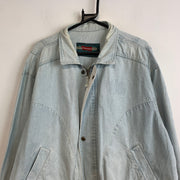 Vintage Light Blue Denim Bomber Jacket Men's Large