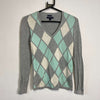 Grey Argyle Tommy Hilfiger Knit Sweater Jumper Womens XS