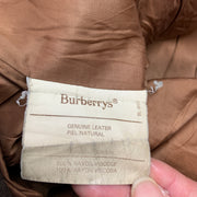 Vintage 90s Brown Burberrys Leather Long Coat Men's Large