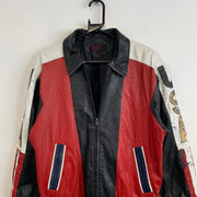 Black and Red USA Leather Jacket Men's Medium