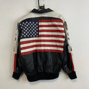 Black and Red USA Leather Jacket Men's Medium