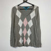 Grey Tommy Hilfiger Argyle Knit Sweater Jumper Womens 2XL