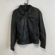 Black Leather Biker Jacket Men's Medium