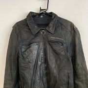 Black Leather Biker Jacket Men's Medium