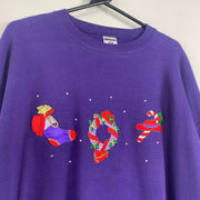 Vintage Purple Christmas Sweatshirt Large