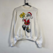 Vintage White Buggs Bunny Looney Tunes Christmas Sweatshirt Large