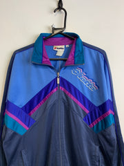 Vintage Navy and Blue Lotto Track Jacket Men's Medium