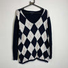 Navy White Argyle Tommy Hilfiger Knit Sweater Jumper Womens XL