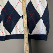 Navy White Argyle Tommy Hilfiger Knit Sweater Jumper Womens XL