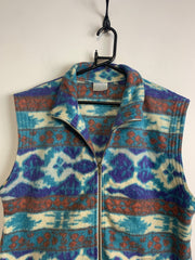 Vintage Multi-colour Chunky Fleece Vest Men's Medium