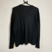 Black Mohair Floral Knit Sweater Jumper Small