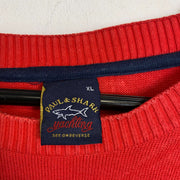 Red Navy Paul & Shark Knit Sweater Jumper XL