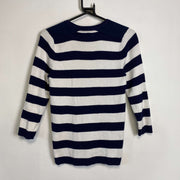 Navy White Striped Lauren Ralph Lauren Knit Sweater Jumper Womens Small