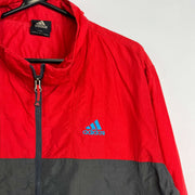 Red Grey Adidas Windbreaker Jacket Large