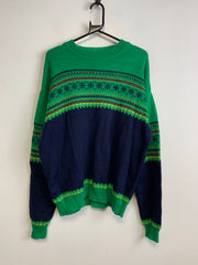 Navy and Green Gap Knitwear Sweater Men's Large