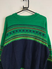 Navy and Green Gap Knitwear Sweater Men's Large