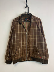 Brown Quiksilver Checkered Pattern Harrington Jacket Men's Medium