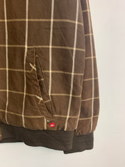 Brown Quiksilver Checkered Pattern Harrington Jacket Men's Medium