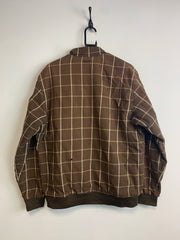 Brown Quiksilver Checkered Pattern Harrington Jacket Men's Medium