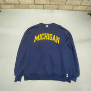 Vintage 90s Navy Russell Athletic Michigan Sweatshirt Men's Large