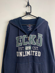 Blue ECKO Badge Zip-through Hoodie Men's Large