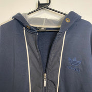 Vintage Navy Adidas Full Zip Hoodie Large