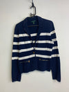 Navy-White Ralph Lauren Striped Cardigan Women's Medium