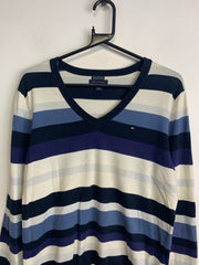 Multi-colour Tommy Hilfiger Striped V-neck Jumper Men's Large