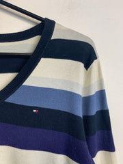 Multi-colour Tommy Hilfiger Striped V-neck Jumper Men's Large