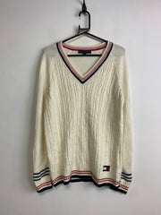 Cream Tommy Hilfiger V-neck Jumper Men's Medium