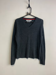 Grey Tommy Hilfiger V-neck Jumper Men's Large