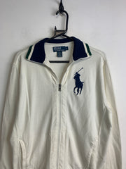 Vintage White Ralph Lauren Big Logo Track Jacket Men's Small