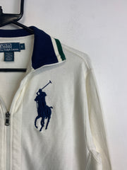 Vintage White Ralph Lauren Big Logo Track Jacket Men's Small