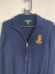 Navy Ralph Lauren Chest Logo Cardigan Women's Medium