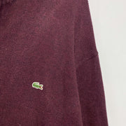 Red Lacoste Knit Sweater Jumper Quarter Zip XL