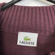 Red Lacoste Knit Sweater Jumper Quarter Zip XL